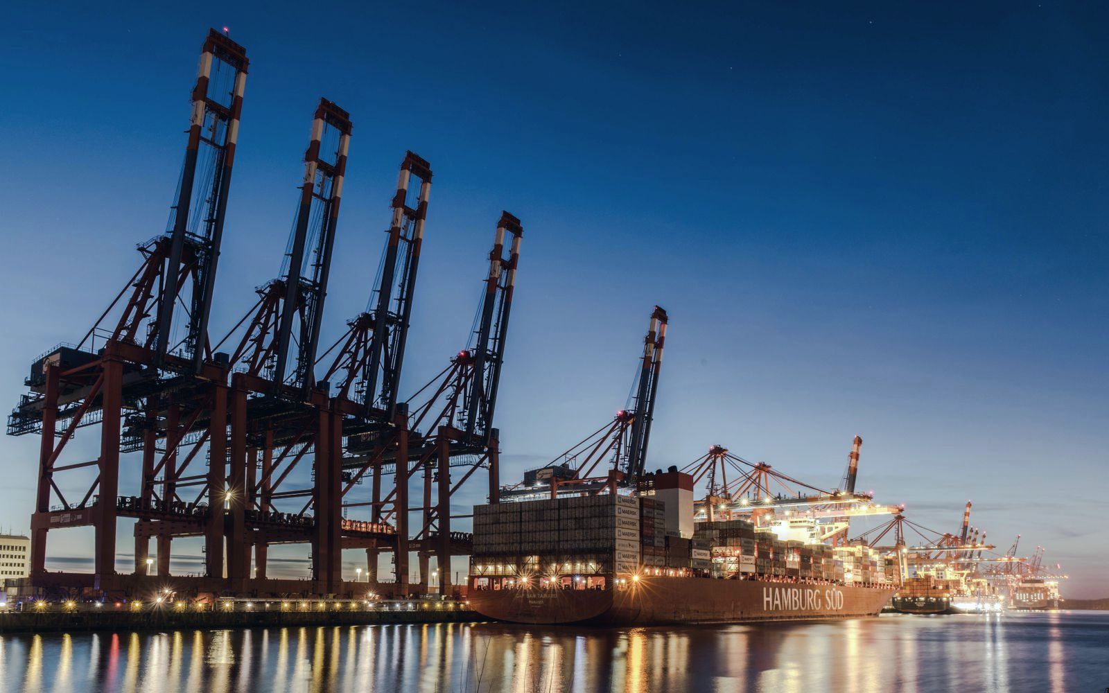 Cranes and containers at a commercial port